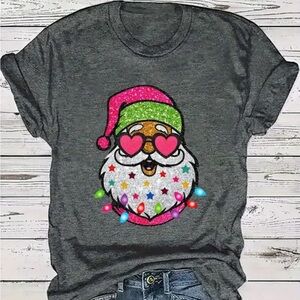New Jolly & Festive Santa Holiday Short Sleeve T-shirt